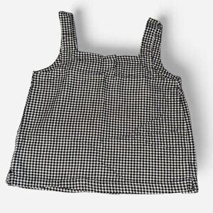 A New Day Women's Black White Gingham Square Neck Tank Top. XS